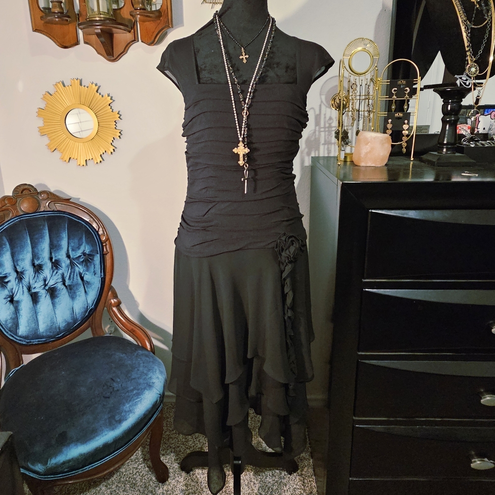 Signature by Sangria Black Midi Dress